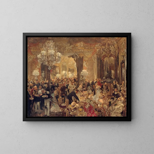 Das Abendessen auf dem Ball - Adolph von Menzel — gerahmtes Bild an der Wand