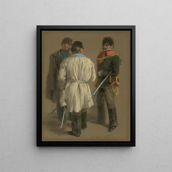 Österreichische Offiziers-Gemälde - Adolph von Menzel — gerahmtes Bild an der Wand