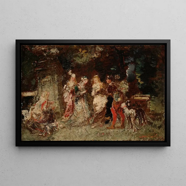 Gartenszene - Adolphe Monticelli — gerahmtes Bild an der Wand