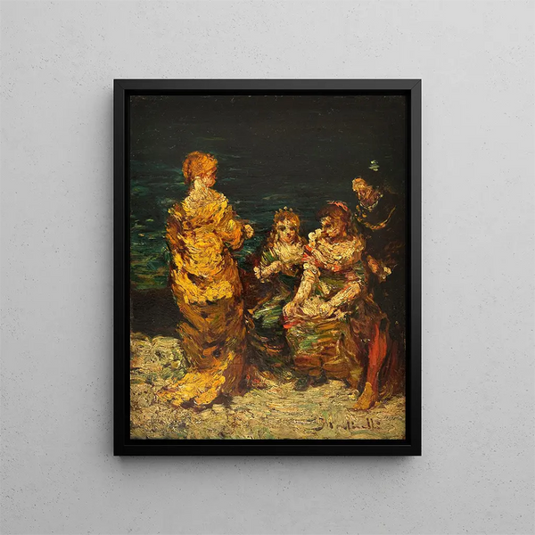 La conversation interrompue - Adolphe Monticelli — gerahmtes Bild an der Wand