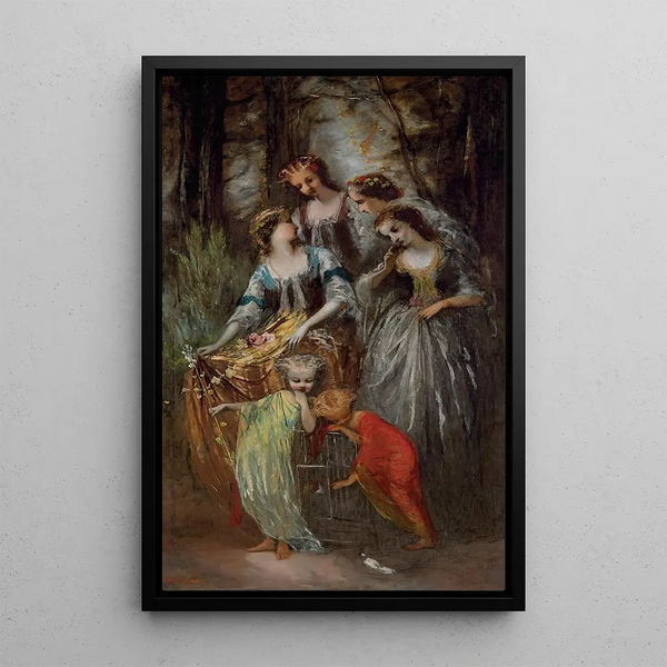 L'Impératrice Eugénie et ses suivantes - Adolphe Monticelli — gerahmtes Bild an der Wand