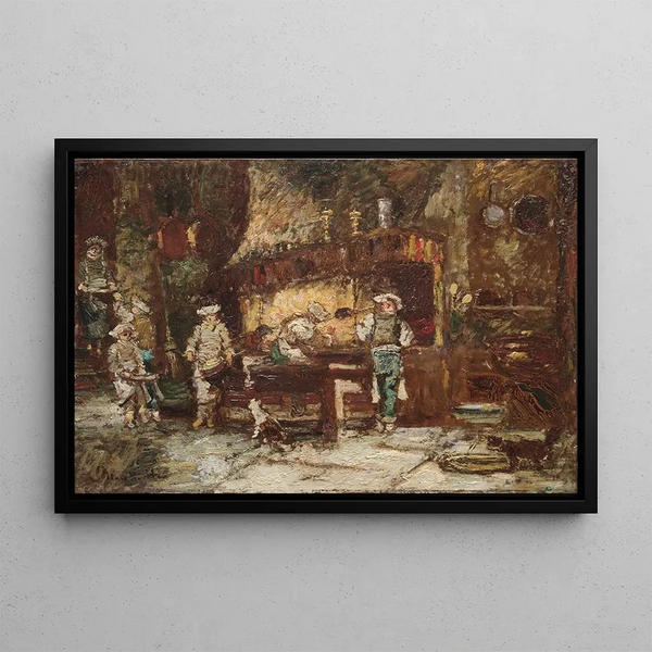 La Cuisine de la Rôtisserie des Deux Paons - Adolphe Monticelli — gerahmtes Bild an der Wand