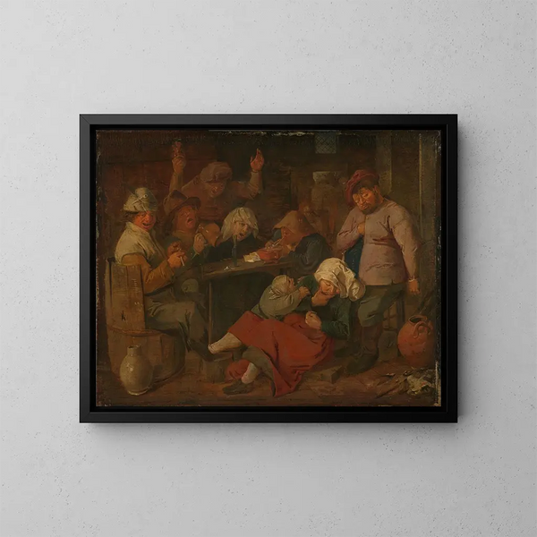 Armer Leute, die in einer Taverne trinken - Adriaen Brouwer — gerahmtes Bild an der Wand
