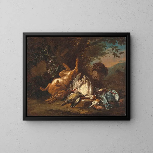 Naturmord an Wild - Adriaen de Gryef — gerahmtes Bild an der Wand