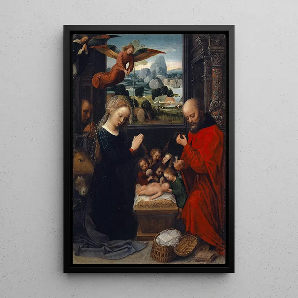 Die Geburt Christi - Adriaen Isenbrandt — gerahmtes Bild an der Wand