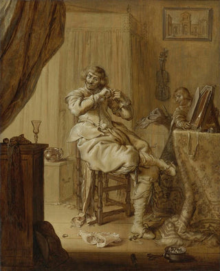 Adriaen Pietersz Van De Venne - A Cavalier at  his Toilet Possibly A Self Portrait.webp