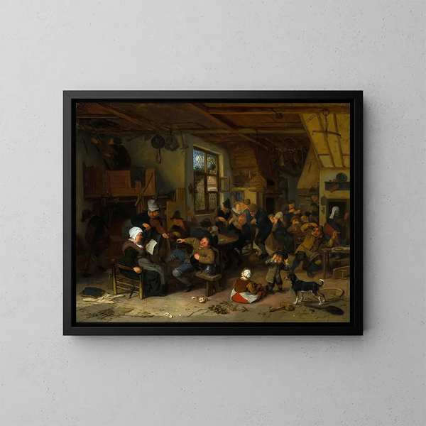 Auberge de paysans - Adriaen van Ostade — gerahmtes Bild an der Wand