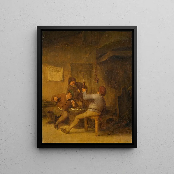 Bauern beim Trinken und Rauchen - Adriaen van Ostade — gerahmtes Bild an der Wand