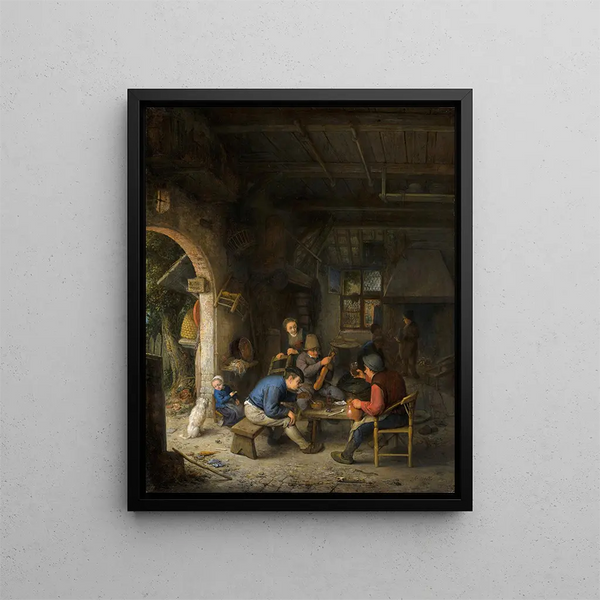 Bauern in einer Gaststätte - Adriaen van Ostade — gerahmtes Bild an der Wand