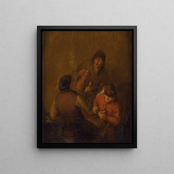 Szene in der Taverne - Adriaen van Ostade — gerahmtes Bild an der Wand
