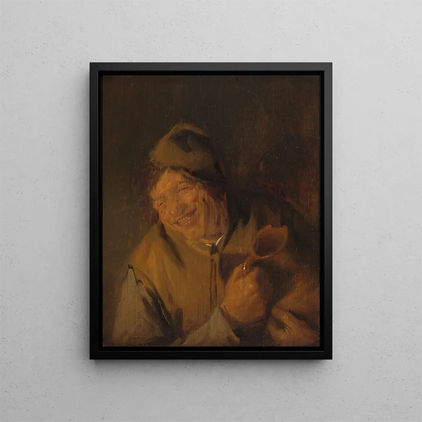 Der fröhliche Bauer - Adriaen van Ostade — gerahmtes Bild an der Wand