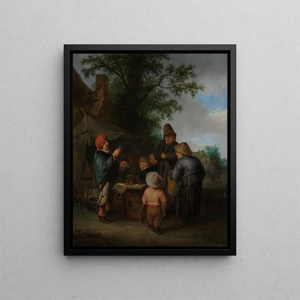 Der Schwindler - Adriaen van Ostade — gerahmtes Bild an der Wand