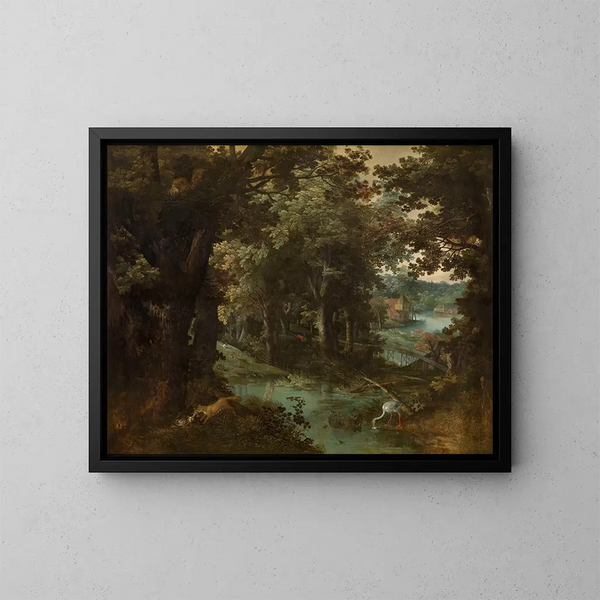 Landschaft mit Tierfabeln - Adriaen van Stalbemt — gerahmtes Bild an der Wand
