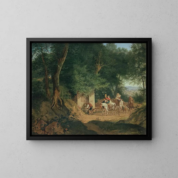 Der Brunnen im Wald bei Ariccia - Adrian Ludwig Richter — gerahmtes Bild an der Wand