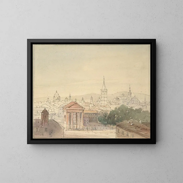 Ansicht von Mailand - Adrian Ludwig Richter — gerahmtes Bild an der Wand