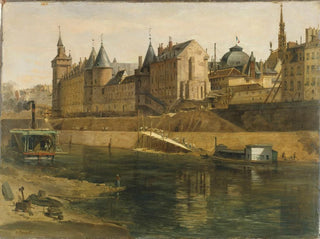 Adrien Dauzats - La Conciergerie pendant les travaux de reconstruction du Palais de Justice.webp