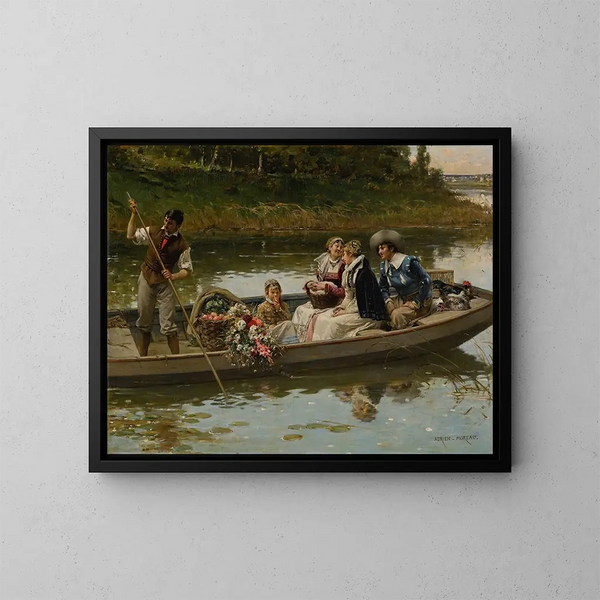 Rückkehr vom Markt - Adrien Moreau — gerahmtes Bild an der Wand
