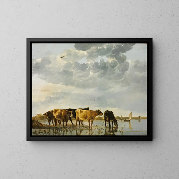 Kühe in einem Fluss - Aelbert Cuyp — gerahmtes Bild an der Wand