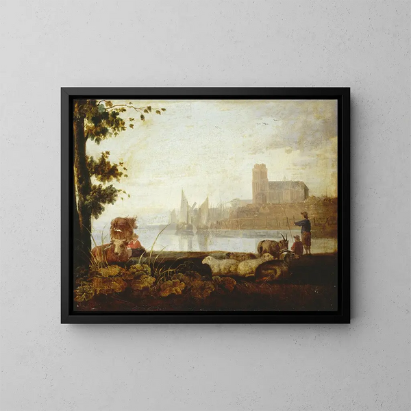 Ansicht auf die Maas - Aelbert Cuyp — gerahmtes Bild an der Wand