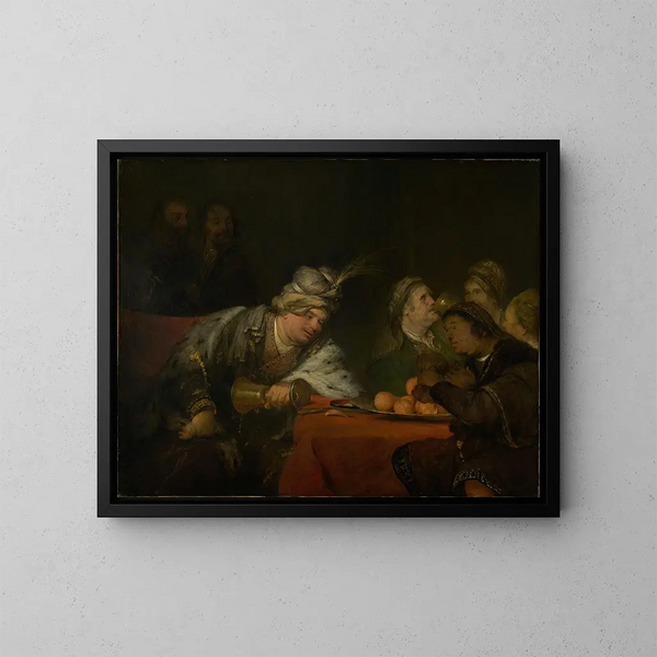 Der Festmahl des Ahasverus - Aert de Gelder — gerahmtes Bild an der Wand