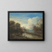 Ein Flusslandschaft mit einem Fischer und Schafen am Ufer - Aert van der Neer — gerahmtes Bild an der Wand