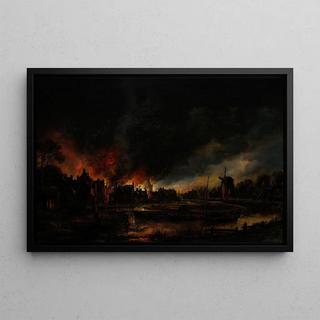 Aert van der Neer - Fire in a village at night.webp