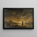 Flusslandschaft mit Booten bei Mondaufgang - Aert van der Neer — gerahmtes Bild an der Wand