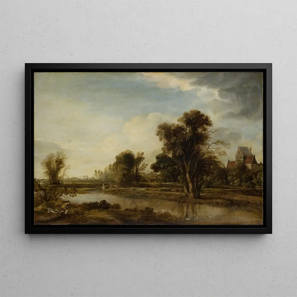 Dorfteich - Aert van der Neer — gerahmtes Bild an der Wand