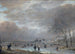 Winterlandschaft mit Schlittschuhläufern auf einem gefrorenen Fluss - Aert van der Neer — Ansicht des Kunstwerks