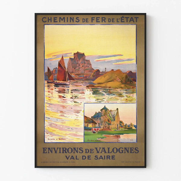 Affiche Barfleur vintage – Val de Saire et vieux moulins normands
