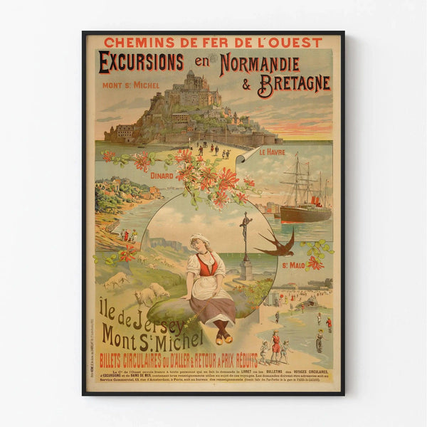 Affiche Mont-Saint-Michel vintage – Excursions en Normandie et Bretagne