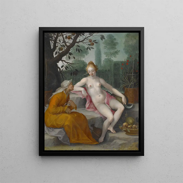 Vertumne und Pomone - Nach Abraham Bloemaert — gerahmtes Bild an der Wand