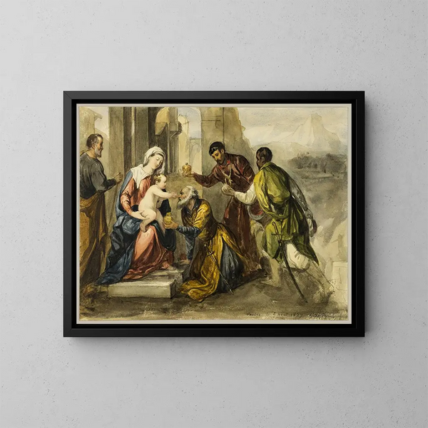 Anbetung der Könige - Nach Bonifacio Veronese — gerahmtes Bild an der Wand