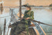 Eine Dame in Grün mit einem aufwändigen Hut in einem Boot - Agnes Stamer — Ansicht des Kunstwerks