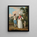 Ein junges Paar und ein Kind, das in der Dominikanischen Republik spazieren geht - Agostino Brunias — gerahmtes Bild an der Wand