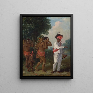 Agostino Brunias - West Indian Man Of Color Directing Two Carib Women With A Child.webp