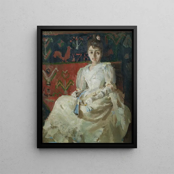 Teppich Ryijy Frau auf einem Hahn - Akseli Gallen-Kallela — gerahmtes Bild an der Wand