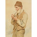 Reproduktion des Gemäldes Ländliches Gemälde, das eine Pfeife raucht - Albert Anker
