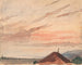 Aussicht auf ein Hausdach in Richtung Nordosten des Neuenburgersees bei Sonnenuntergang - Albert Anker — Ansicht des Kunstwerks