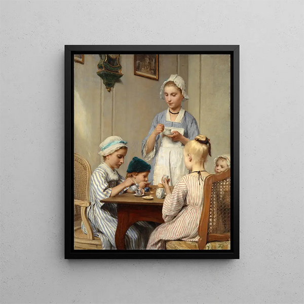 Kinder beim Frühstück - Albert Anker — gerahmtes Bild an der Wand