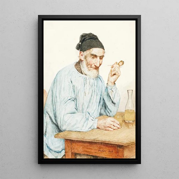 Bauernbild von Ins à table - Albert Anker — gerahmtes Bild an der Wand