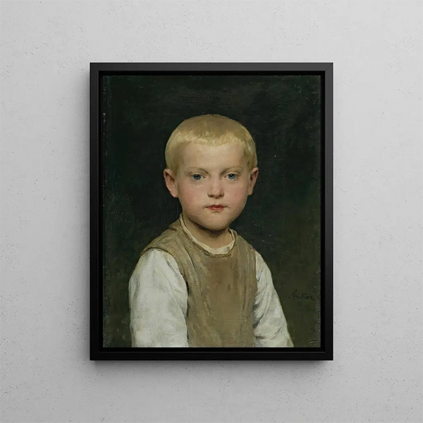 Portrait eines Jungen - Albert Anker — gerahmtes Bild an der Wand