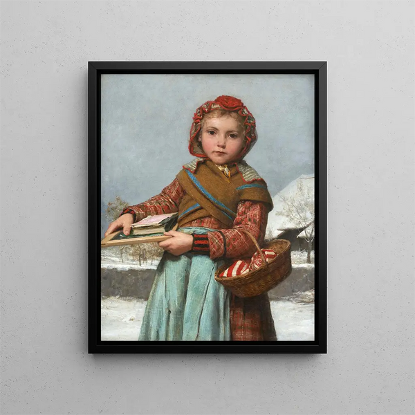 Schülerin mit Tafel und Nähkorb - Albert Anker — gerahmtes Bild an der Wand