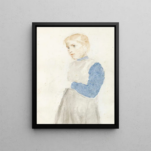 Studie eines stehenden Mädchens - Albert Anker — gerahmtes Bild an der Wand