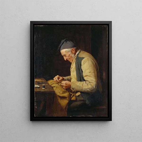 Der Dorfschneider - Albert Anker — gerahmtes Bild an der Wand