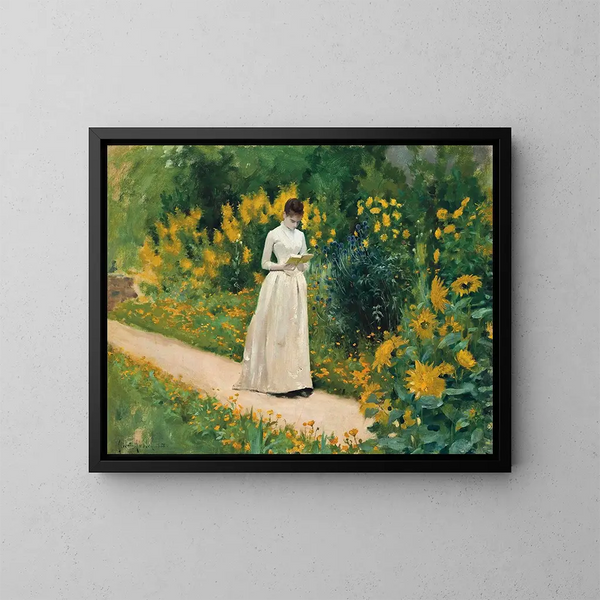 Lesung auf dem Weg zum Garten - Albert Aublet — gerahmtes Bild an der Wand