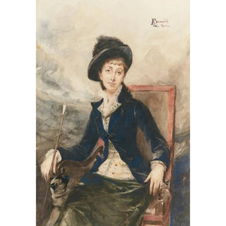 Albert Besnard - Woman Seated In A Chair With Her Dog.webp