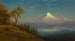 Mont St Helens, Fluss Columbia, Oregon - Albert Bierstadt — Ansicht des Kunstwerks