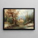 romantisches Winterlandschaft mit Eisläufern in der Nähe eines Schlosses - Albert Bredow — gerahmtes Bild an der Wand
