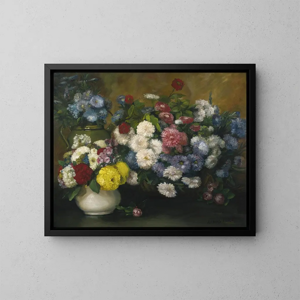 Blumen in drei Vasen - Albert Dubois-Pillet — gerahmtes Bild an der Wand